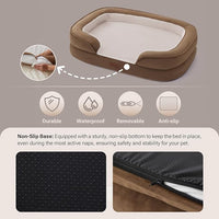 Soft Touch Orthopedic Dog Bed for Large Dogs with Faux Fur Top, Waterproof Pet Couch Bed with Removable Washable Cover and Supportive Foam Filling (Brown, Large)