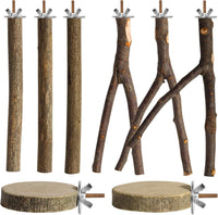 8 Pack Natural Wood Bird Perches for Cage, Wooden Parrot Perch – Essentials for Birds - Large Size-8 Pack
