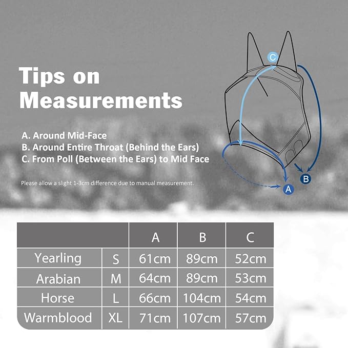Harrison Howard Pro Luminous Horse Half Face Fly Mask Large Eye Space with Ears UV Protection for Horse Teal M