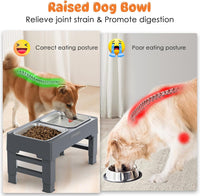 URPOWER Raised Dog Bowls 4 Height Adjustable Elevated Bowl Stand – Essentials for Dogs - Steel Grey - image 3