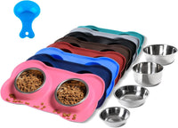Hubulk Pet Dog Bowls 2 Stainless Steel Dog Bowl with No Spill - Pink / Small