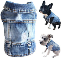 Pet Dog Cat Blue Denim Jeans Jacket Coat Vest - BIG FRENCHIES