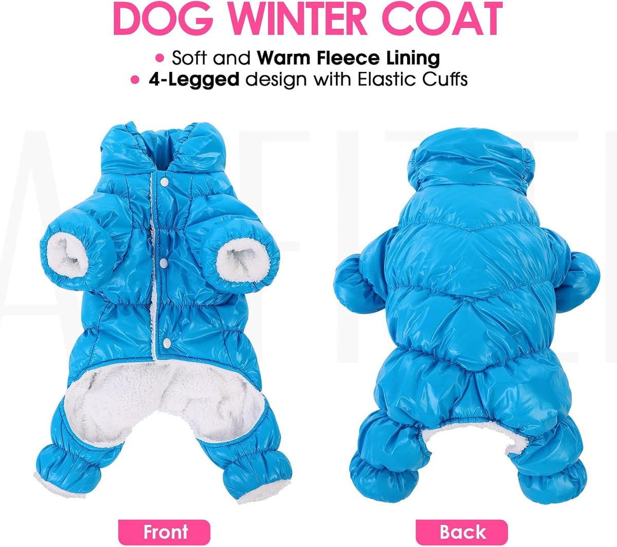 Dog Coat Waterproof Dog Jacket Fullbody Dogs Winter Coat Snowsuit – Essentials for Dogs - Lake Blue / Medium - image 3