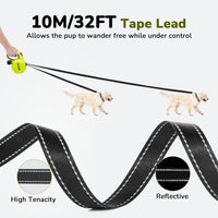 32ft Retractable Dog Leash with Reflective Strips - Green / 32ft | 110 lbs max - image 2
