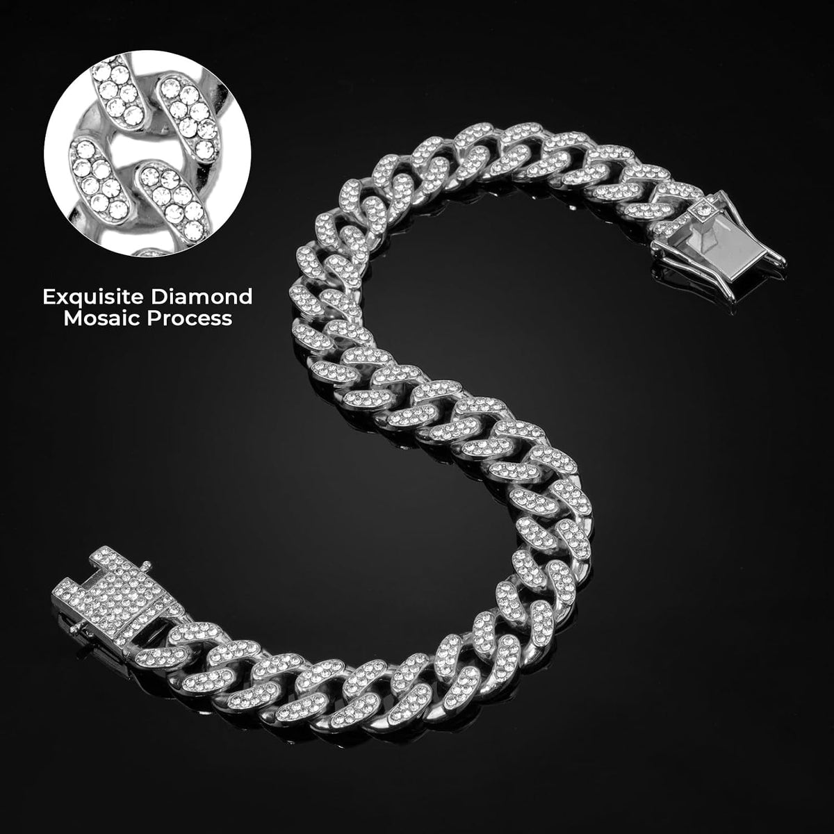 Gold Dog Chain Diamond Gold Chain Dog Collar Walking Metal - Silver / 14inch - image 3