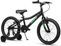 AVASTA Bilbo 18 20 24 Inch Kids Bike for Boys Girls Youth 5-14 Years - Black / 18 Inch with Kickstand & Training Wheels