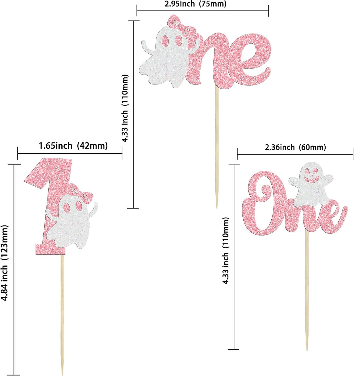 Gyufise Halloween baby shower cupcake toppers with Oh Baby ghost designs on picks - view 17