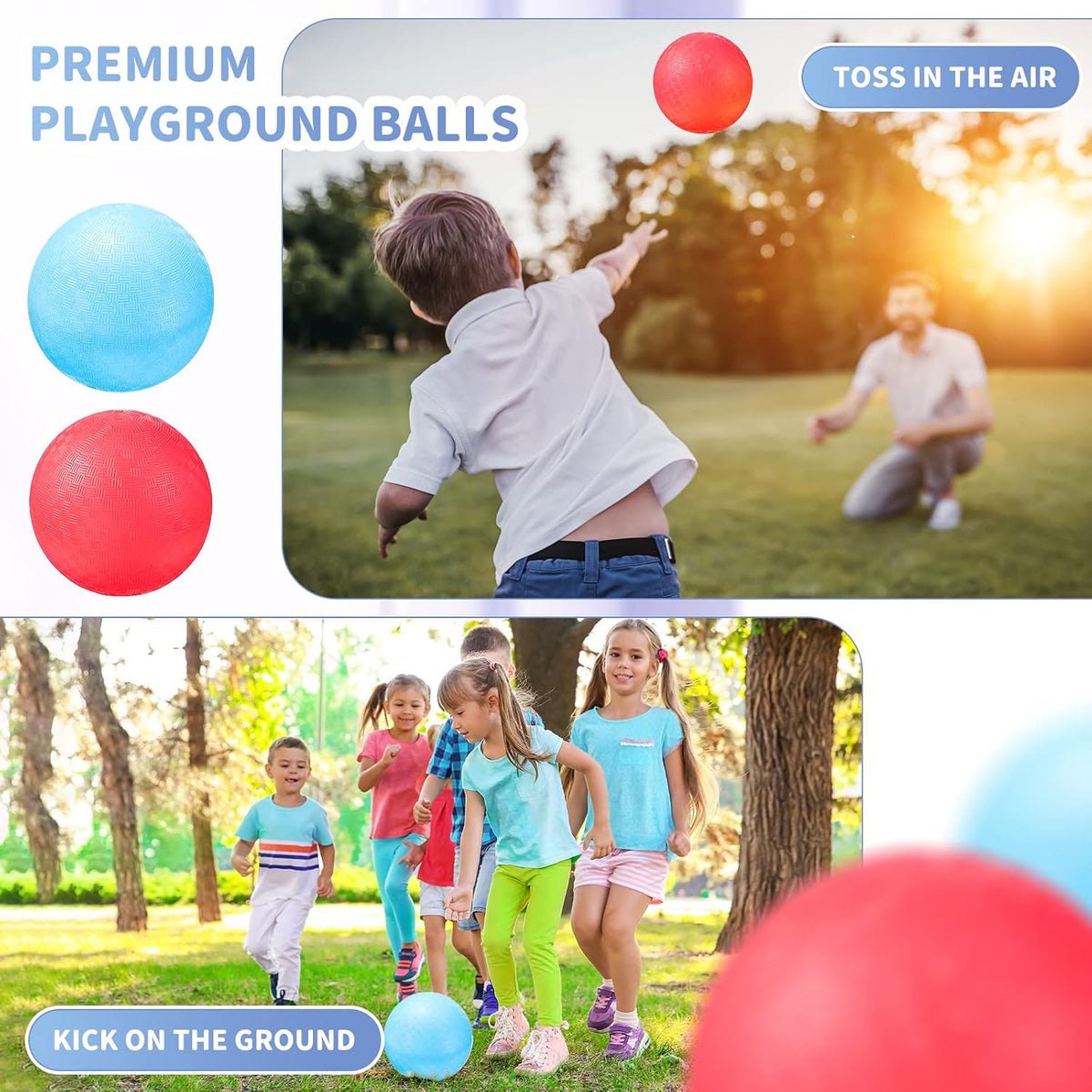 Civaner 2 Pack 5 Inch Dodgeball Balls Red & Blue Playground Balls – Fun for Kids & Family - image 3