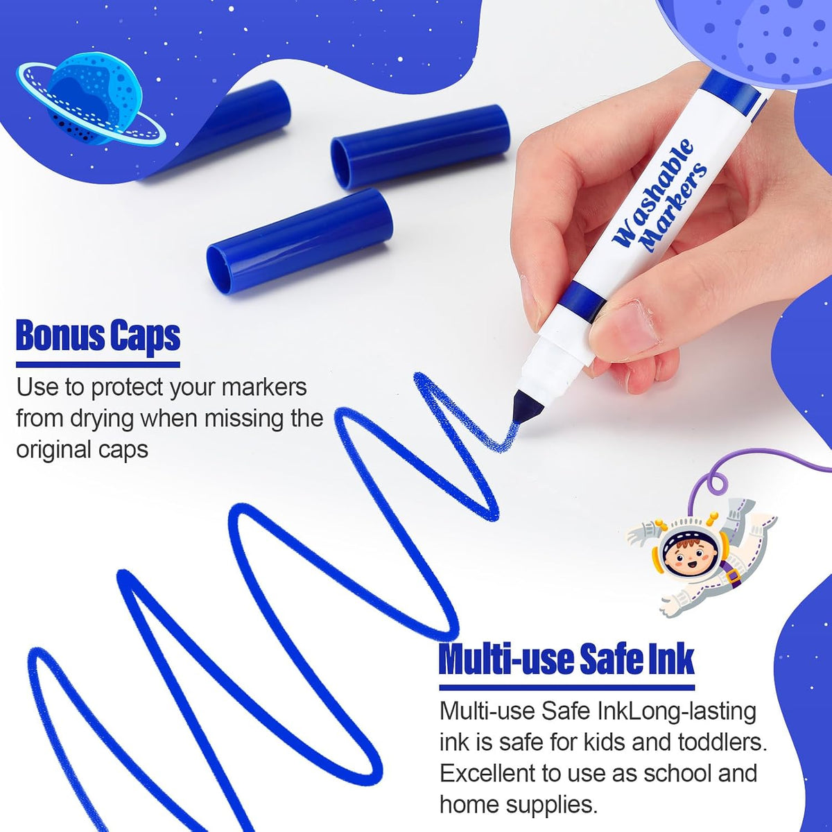 Janlaugh washable markers bulk pack of 24 broad line markers with conical tips - view 17