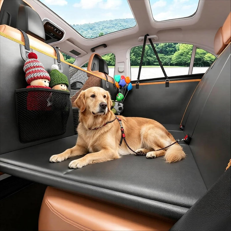 Hard Bottom Dog Car Seat Cover for Back Seat, PU leather