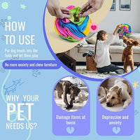 Pet Snuffle Ball, Puzzle Sniffing Interactive Dog Ball for Blind Dogs Training Stress Relief Dog Enrichment Toys Treat Machine Washable (20cm, New Rainbow Color)