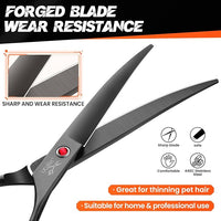 JASON 7.5" Dog Grooming Scissor - Professional Down-curved Shear with Ergonomic Handle Japanese Stainless Steel Hair Scissor for Dogs, Cats and Other Pets, Sharp (Down-curved, Black)