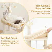 Heybly Cat Tree, 45.3" Cat Tower for Indoor Cats with Large Perch HCT202SG – Essentials for Cats - 45.3 inch / Beige - image 4