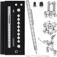 Magnetic Fidget Pen Toys - Multifunctional Writing Novel Pen for Friends, Kids, Boys, Girls, Teens 8 9 10 11 12, Office Teacher Birthday Party Gifts, Stress & Anxiety Relief(Silver)