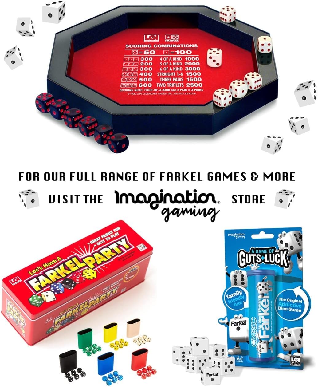 Farkel Game Set with Deluxe Dice Rolling Tray - image 4