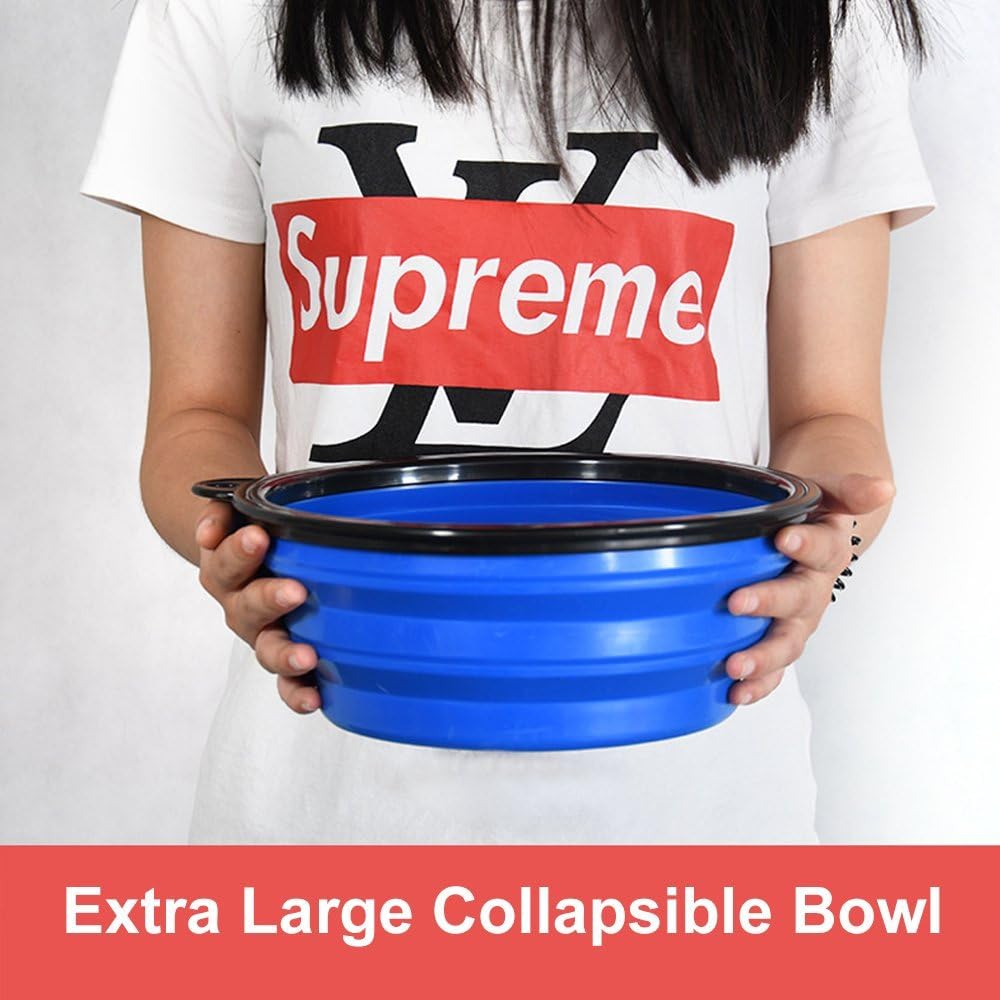Extra Large Collapsible Dog Bowl, Foldable Travel Water Dish - Extra Large, 102oz / 102oz-Blue - image 3