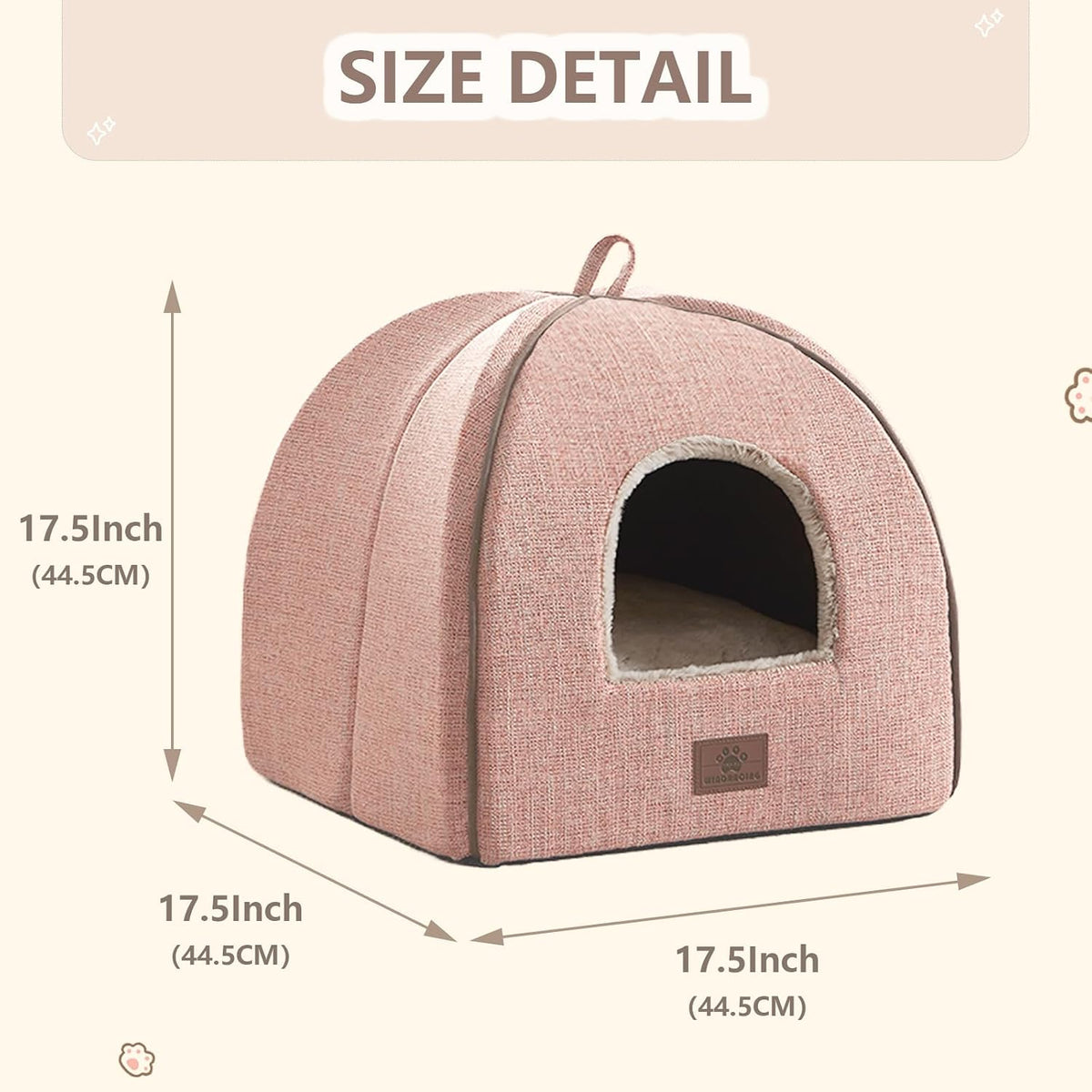 Cat Bed for Indoor Cats - Cat Cave Beds Cat House Cat Tent with Removable Washable Cushioned - Pink / L(17.5 x 17.5 x 17.5 Inch) - image 4