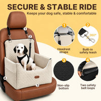 ALL GOOD PET SUPPLIES Dog Car Seat for Small/Medium Dogs Under – Essentials for Dogs - Ivory White - image 2