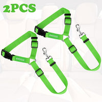 BWOGUE 2 Packs Dog Cat Safety Seat Belt Strap Car Headrest Restraint Adjustable Nylon Fabric Dog Restraints Vehicle Seatbelts Harness Green