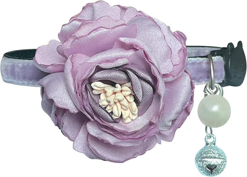 Fupo Cat Collar, Breakaway Adjustable with Bell& Flower - PURPLE