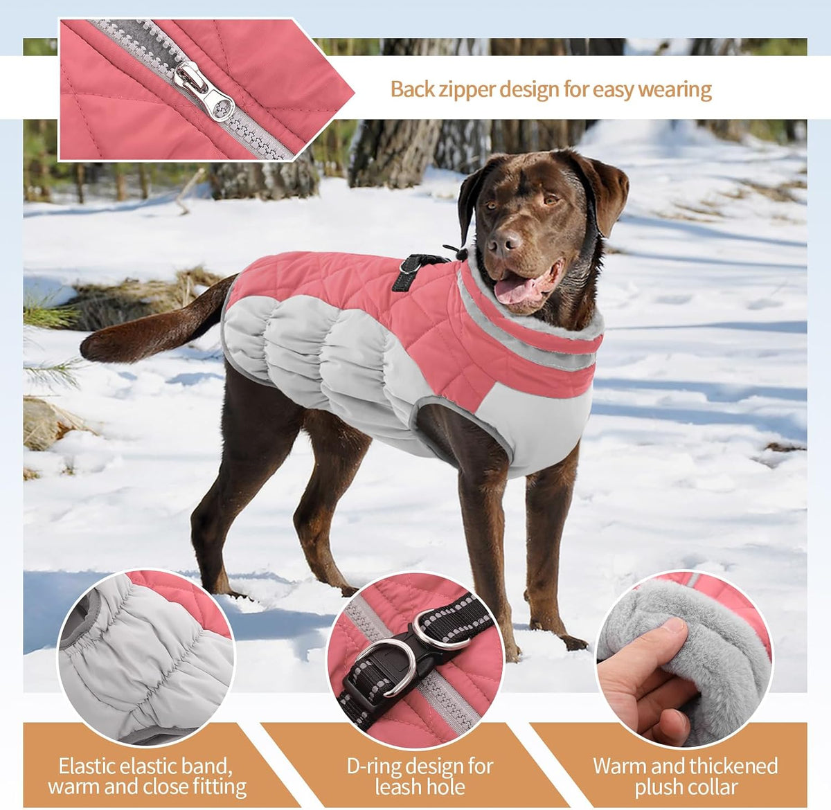 Dog Winter Jacket Cozy Reflective Waterproof Windproof Warm Pet - Small / BerryPink - image 2