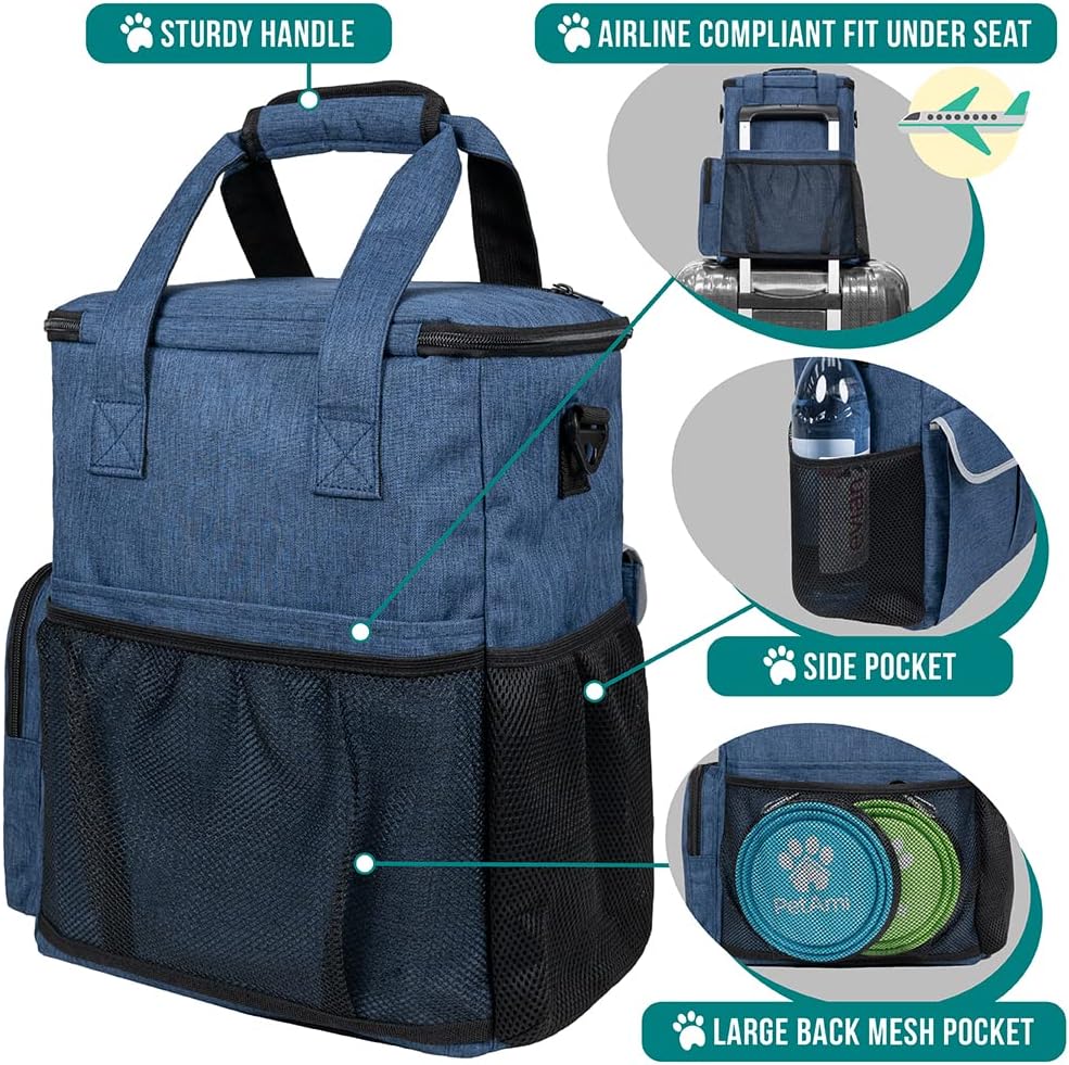 PetAmi Dog Travel Bag Organizer, Pet Supplies Diaper Tote - 12.0"L x 5.0"W x 15.0"H / Heather Navy - image 4
