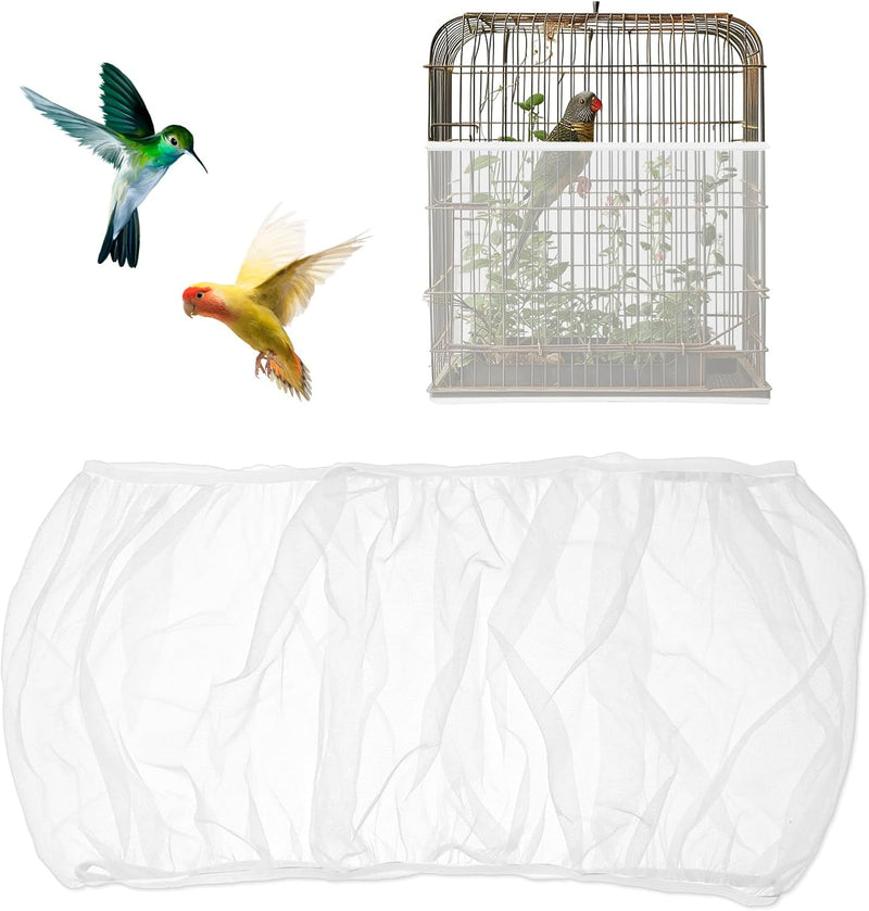 Trinkrittey Bird Cage Seed Catcher White Bird Cage Net Cover - White