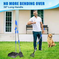Metal Pooper Scooper for Dogs Heavy Duty Long Handle Rake - 1. Blue - image 4