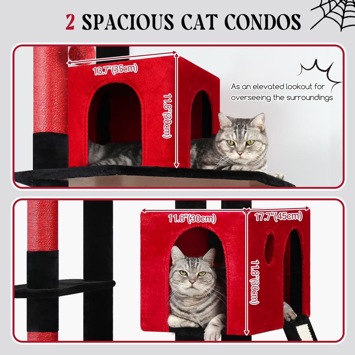 Globlazer F70 Pro Heavy Duty Cat Tree Tower for Indoor Cats Large - Red Black / XL - image 3
