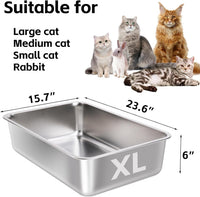 Stainless Steel Litter Box 2 Pack，Metal Litter Box - 2packs-XL-6" H - image 2