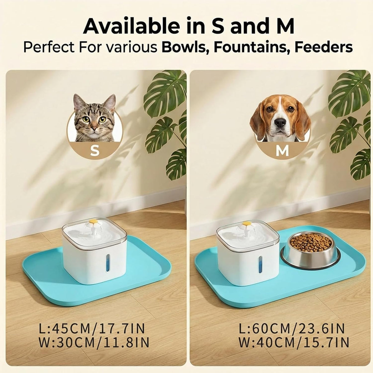 Non-Slip Silicone Dog Food Mat for Food and Water - 45 x 30 cm / Blue - image 3