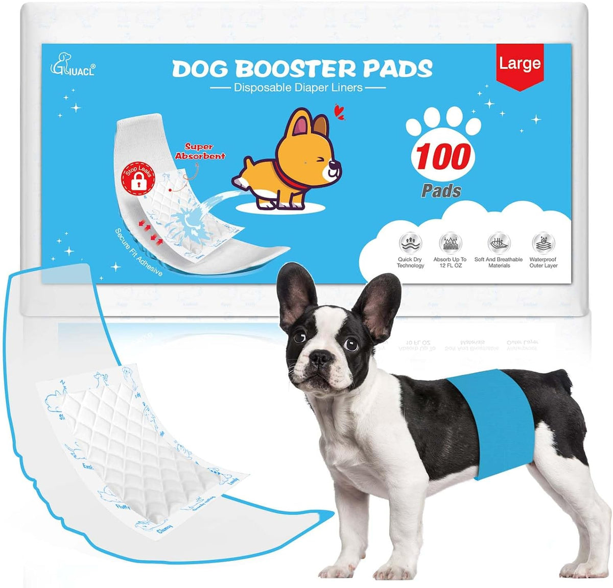 Dog Diaper Liners for Dog Diapers Male and Female 100ct Super - Large (100 Count)