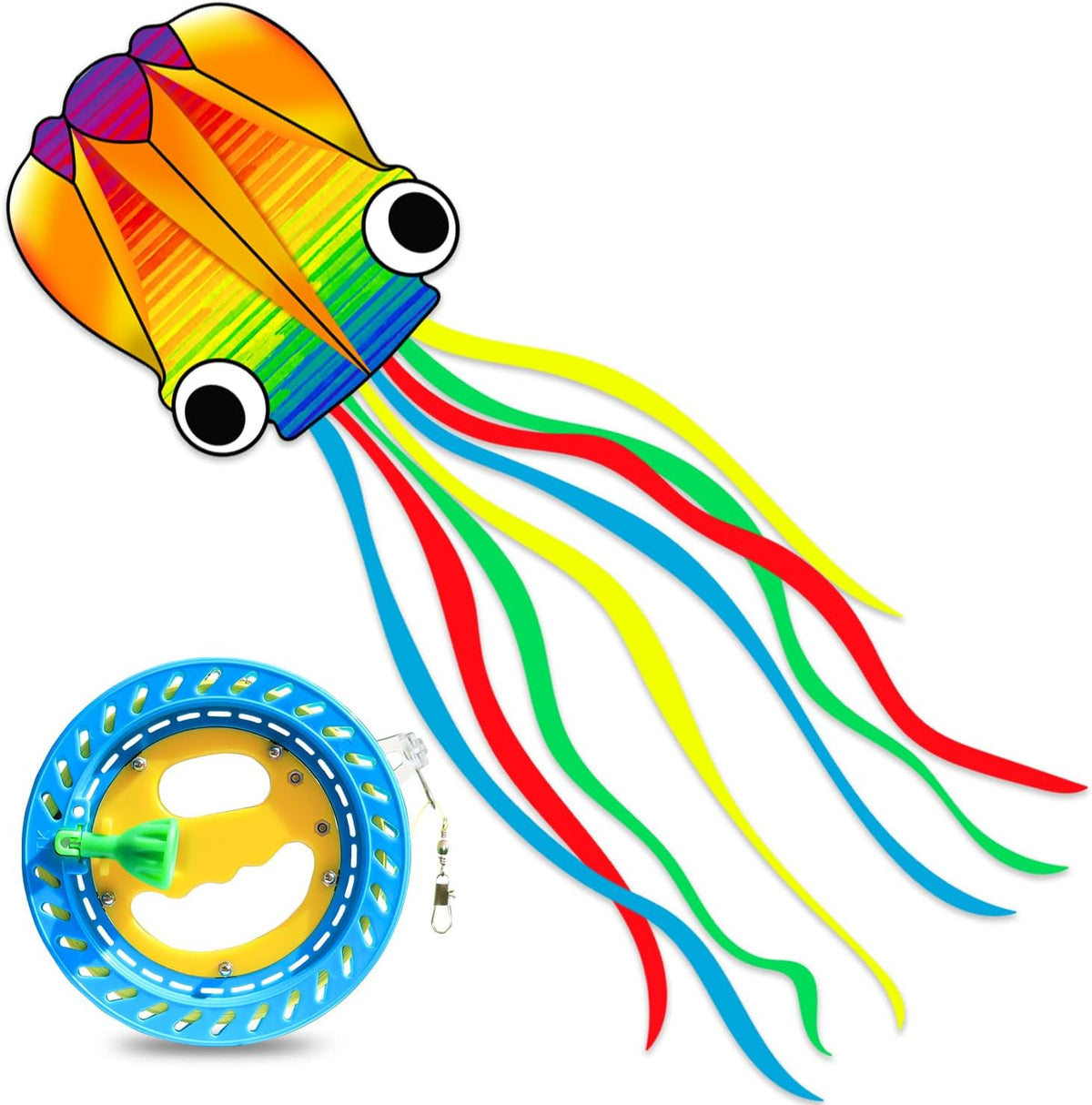 Xida rainbow octopus kite, a frameless ripstop polyester kite with flying line and handle - view 4