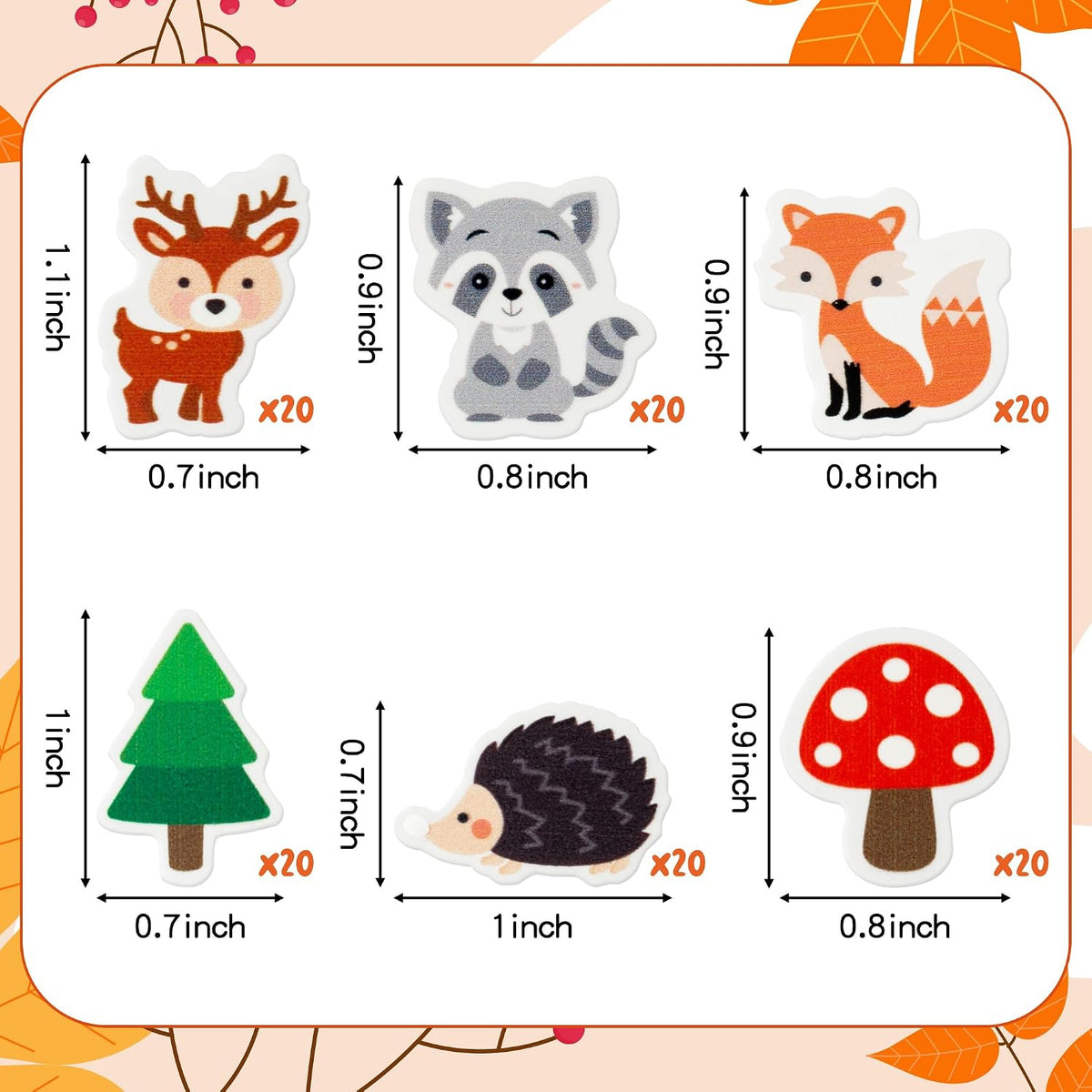 Yopyame 60 pack fall mini erasers shaped like maple leaves, pumpkins, acorns and bears - view 16