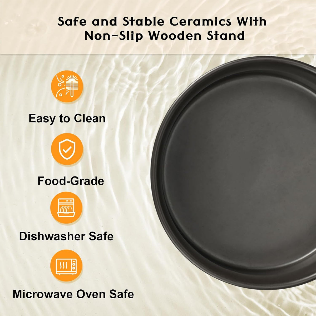 SPUNKYJUNKY Ceramic Elevated Dog Bowls 2 Pack - Large - 7.6 CUPS*2 / Black - image 3