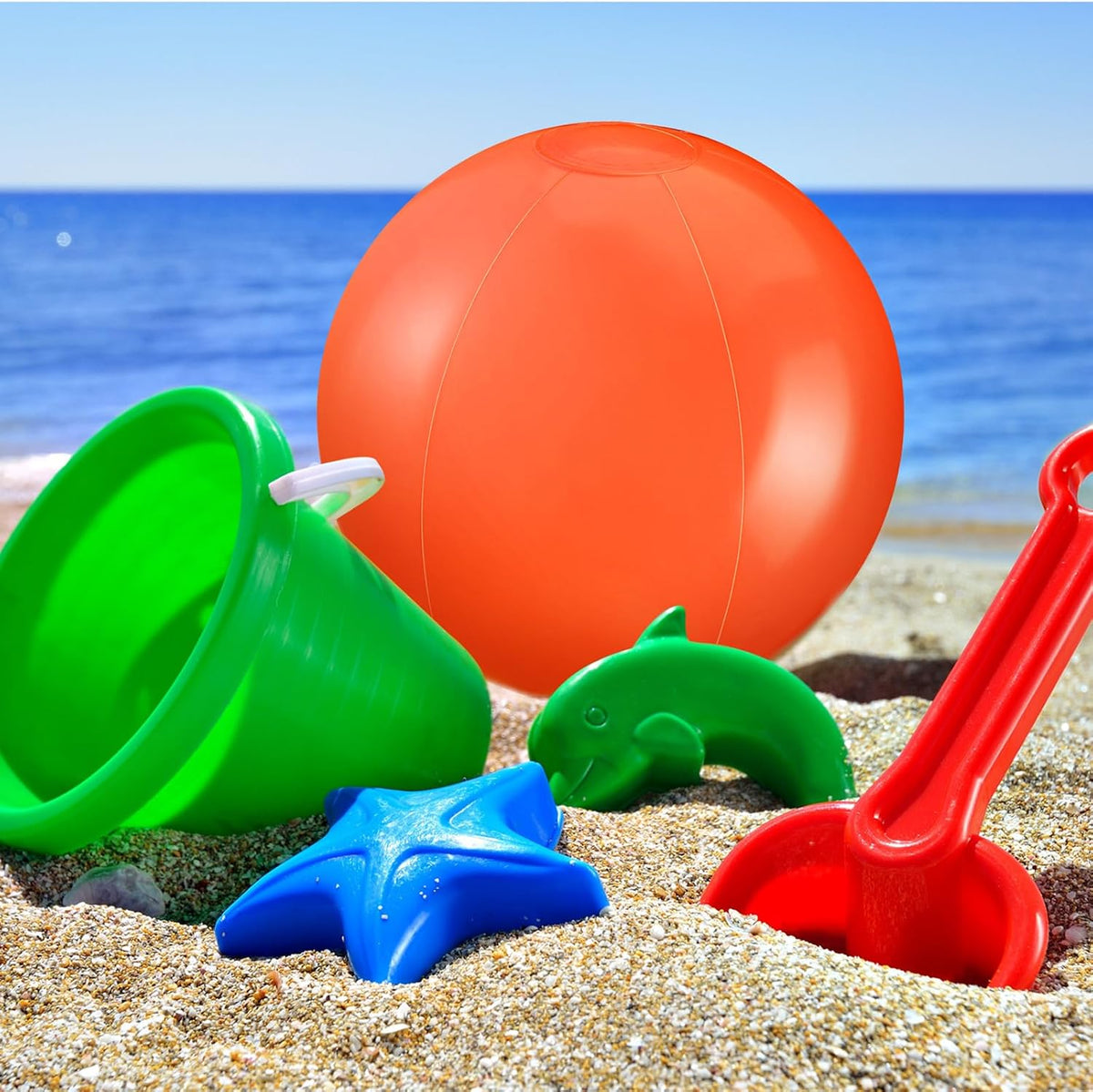 Yinder 24 Pcs Clear Beach Balls Inflatable Bubble Ball Decorations - Bright / Orange - image 2