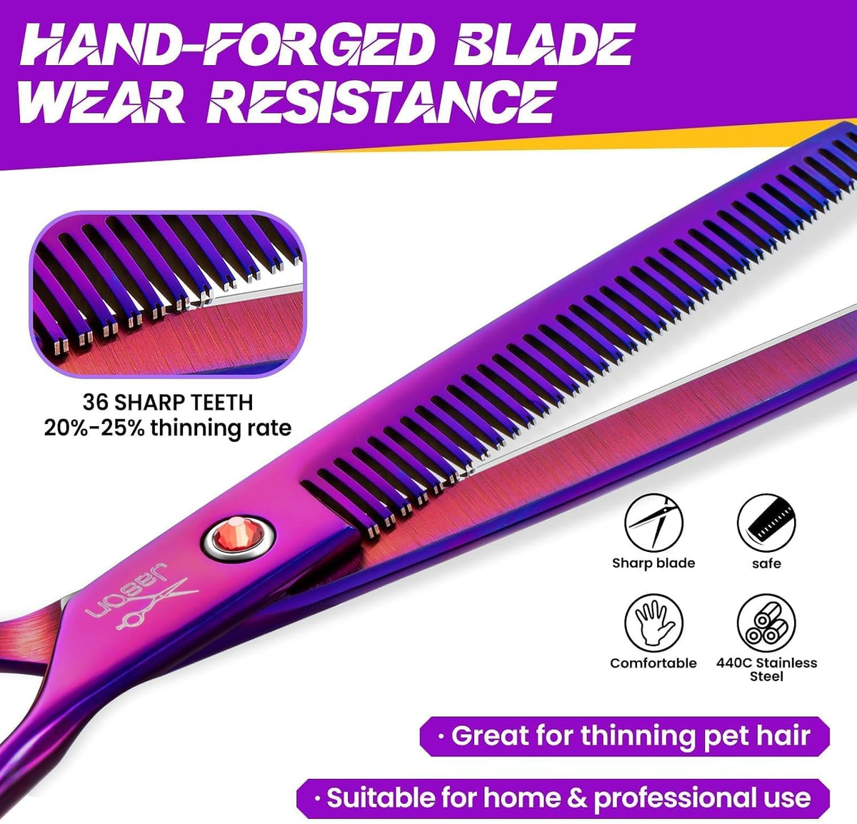 JASON Dog Grooming Thinning Scissors - Purple / 7.04 - image 4