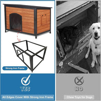 Dog House Outdoor Weatherproof 43.3" L Chew Proof Dog Kennel for Small Medium Large Dogs with Strong Metal Chew Proof Frame Raised Design