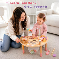 Vanplay 8 in 1 Wooden Activity Table - 8-In-1 Pink Colors - image 4