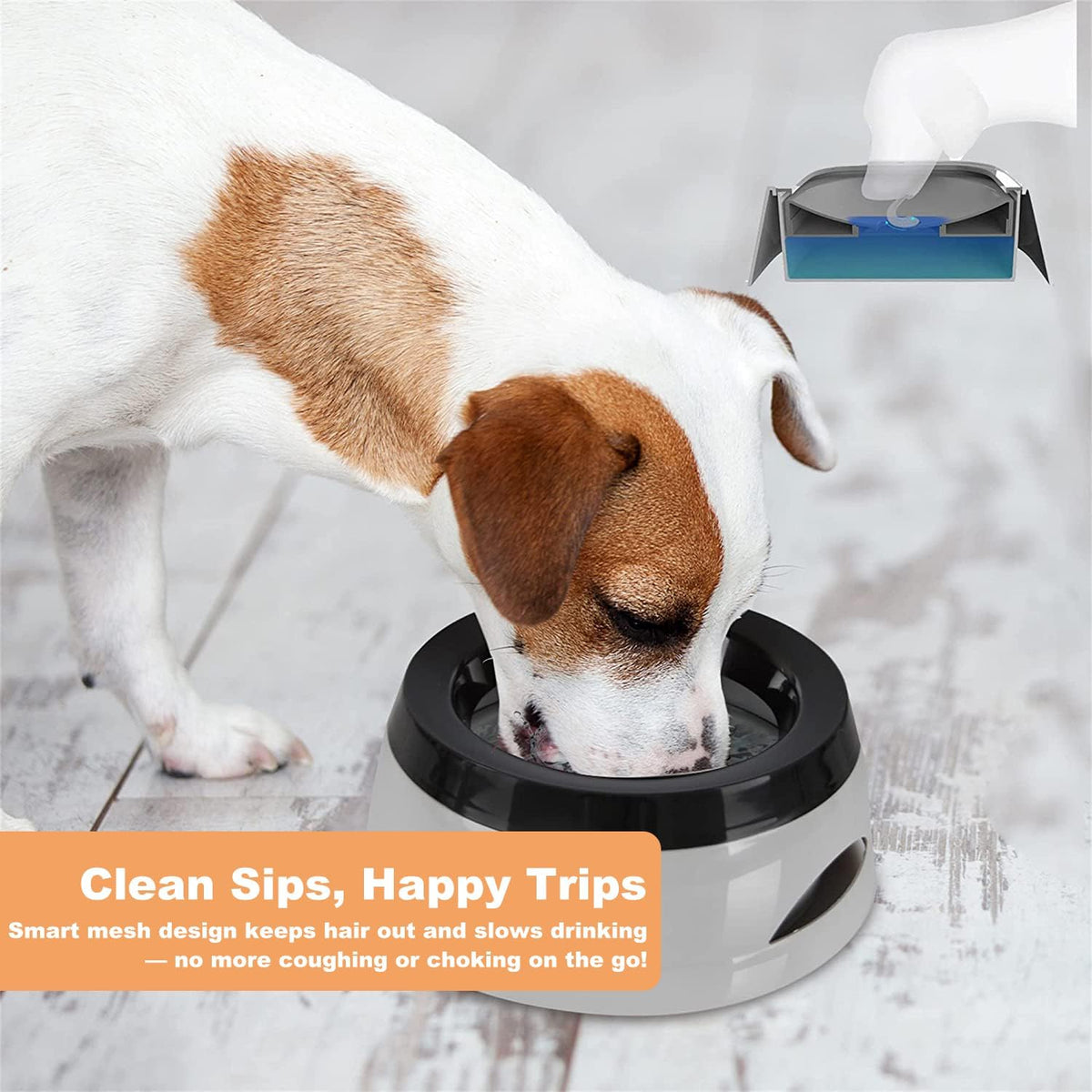 Dog Water Bowl, No Spill Water Bowl for Dogs and Cats - grey - image 2