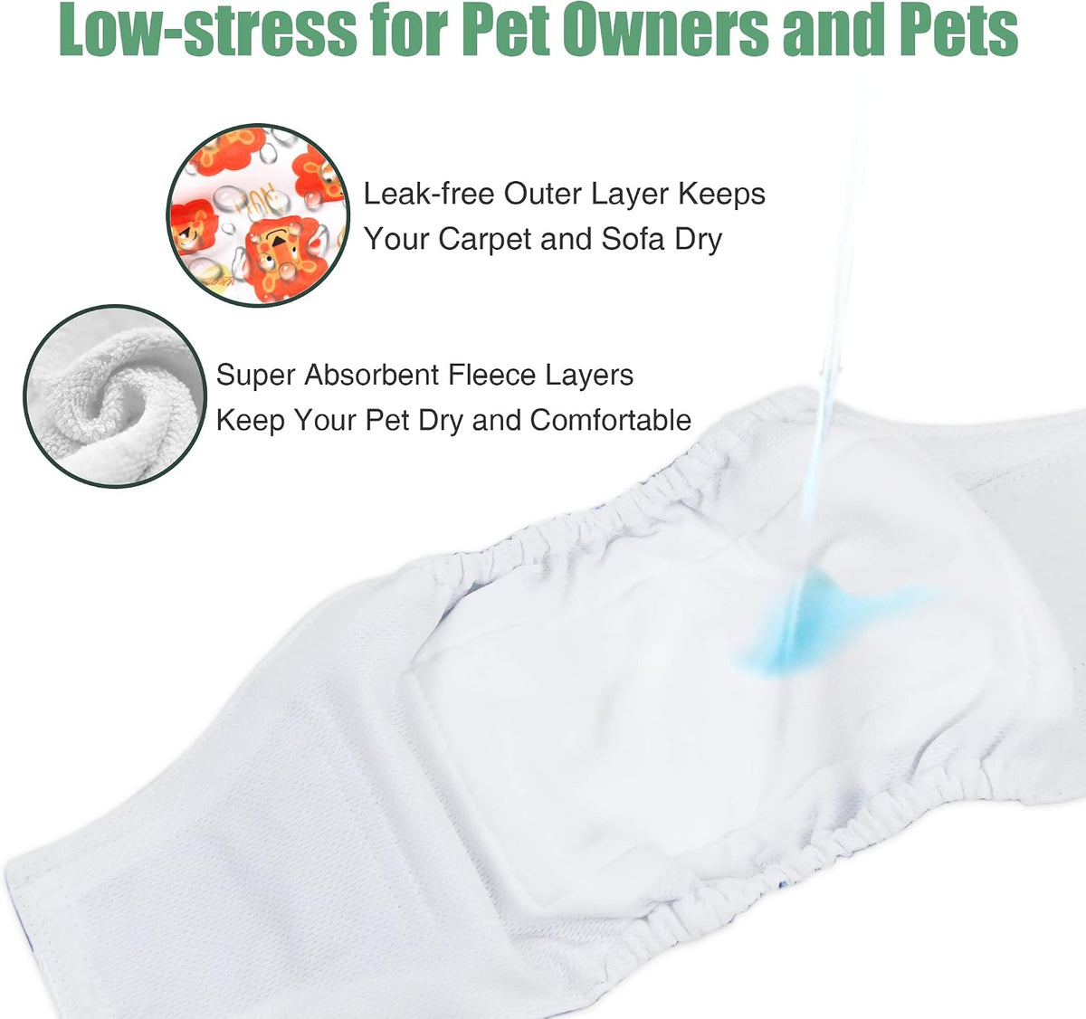 wegreeco Small Dog Diapers Male - Magic with Hook & Loop Closure / X-Small / 3 - image 4
