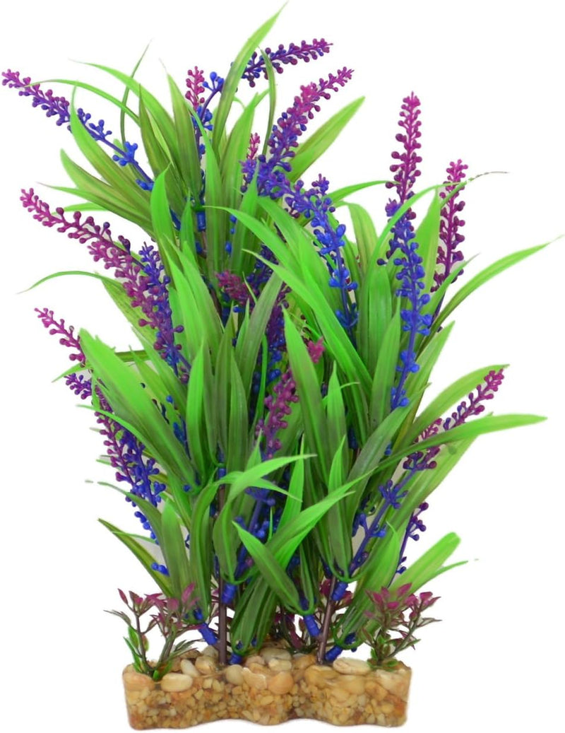CNZ Aquarium Decor Artificial Plastic Plant, Green/Purple