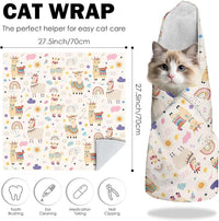 27.6"Cat Grooming Wrap, Self Adhesive Cat Wrap for Cutting Nails, Anti-Escape Calming Cat Swaddle Wrap for Medicine Ear Cleaning, Alpaca Anti-Scratch Cats Burrito Restraint Blanket, Practical Pet Tool