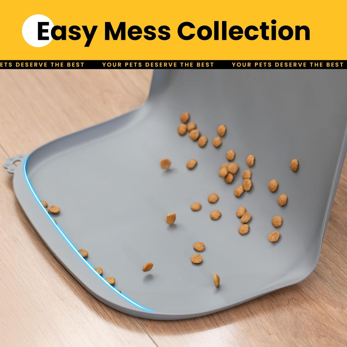 Conlun Dog Food Mat,1/2 Inch Raised Edges Cat Feeding Mat for Spill Containment,BPA-Free Silicone - 24"L x 16"W / Grey - image 2