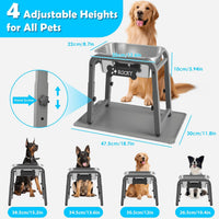 1.2 Gallon Elevated Large Dog Water Bowl with Mat - Grey-1.2 gal & mat / Height: 11.4-16.7" - image 3