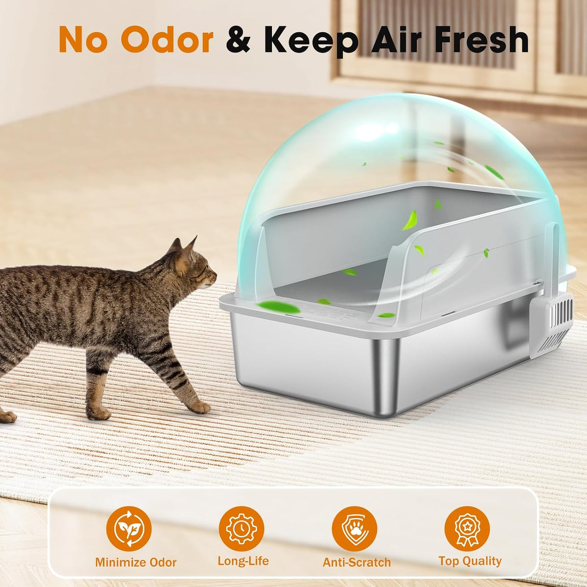 2PACK Stainless Steel Litter Box - Silver Grey / XL - image 3