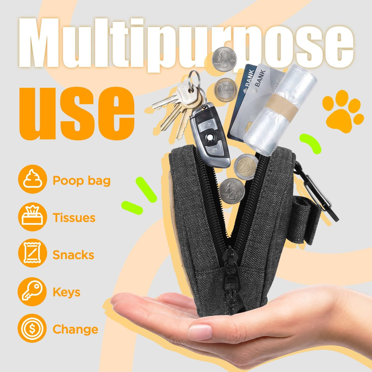 Dog Poop Bag Holder for Various Leashes - Denim - image 4