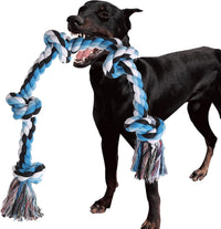 XIGOU Dog Rope Toys for Large Dogs Aggressive Chewers - Blue / 5 Knots