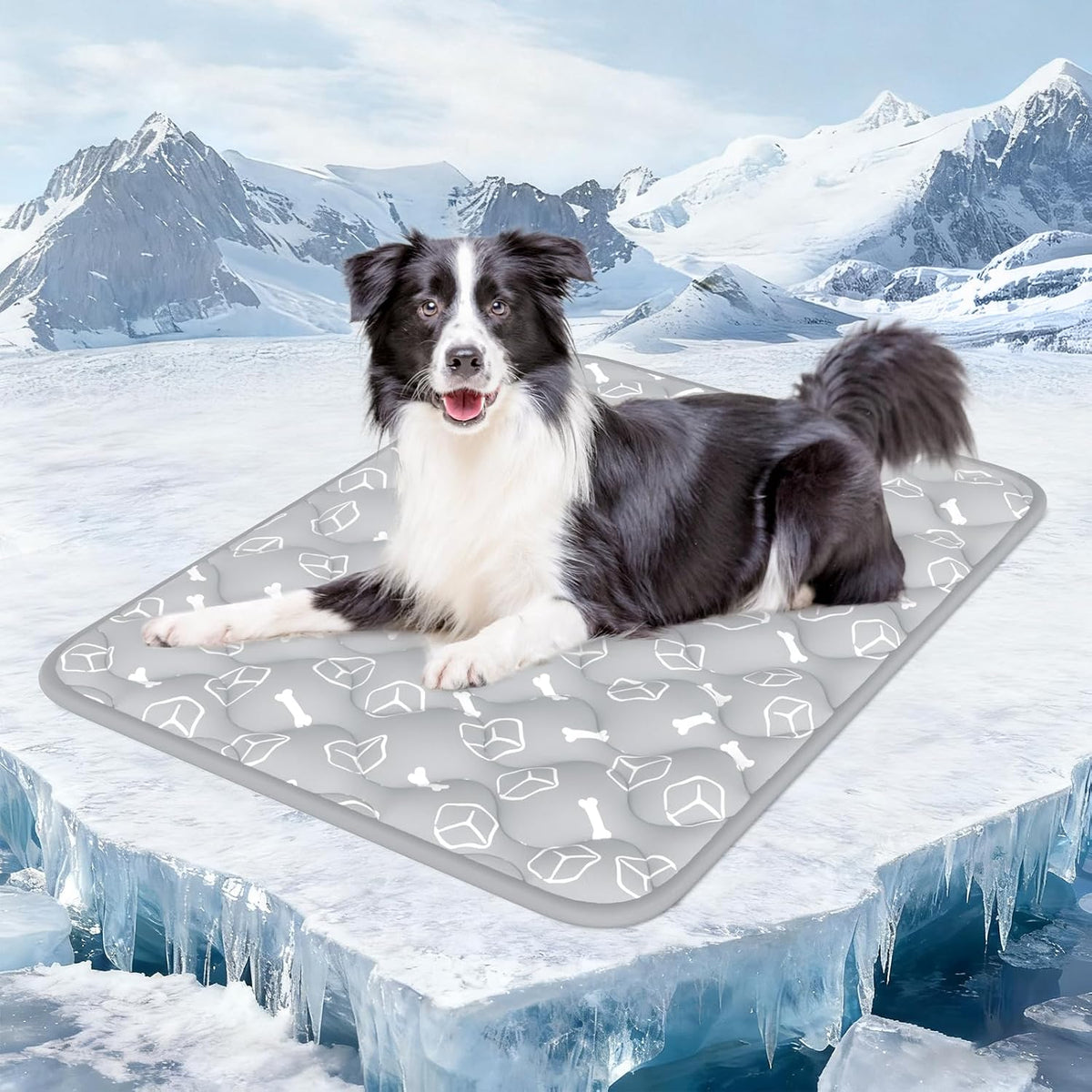Dog Cooling Mat 2.0, Ocean Blue - X-Large / Grey