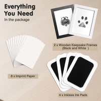 Inkless Paw Print Kit for Dogs, Cats & Babies - Black Pad,Black/White Wood Frame / 4-Pack,Large - image 4